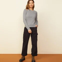 Long Sleeve*MONROW Asymmetric Long Sleeve Top GRANITE