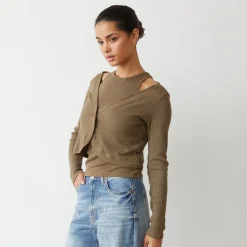 Long Sleeve*MONROW Baby Thermal Double Layer Cardi Top STONEGREEN