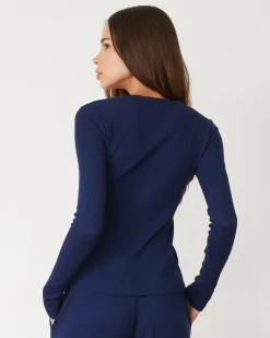 Long Sleeve*MONROW Baby Thermal Henley NAVY