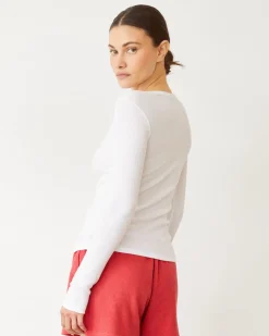 Long Sleeve*MONROW Baby Thermal Henley WHITE