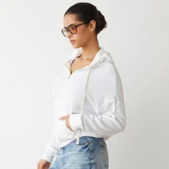 Zip-Up Hoodies*MONROW Baby Thermal Slouchy Zip Up WHITE