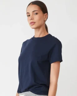 Tees*MONROW Basic Crew Neck Tee BLUEBLACK