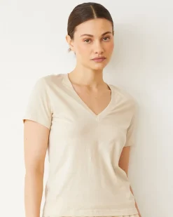 Tees*MONROW Basic V Neck NATURAL