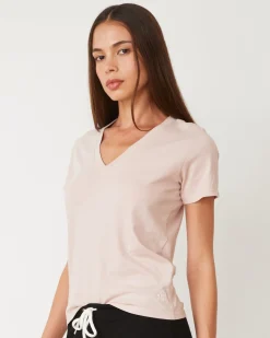 Tees*MONROW Basic V Neck CHALKPINK