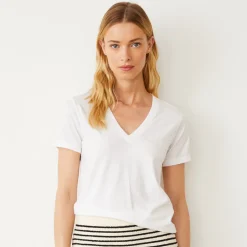 Tees*MONROW Basic V Neck Tee WHITE