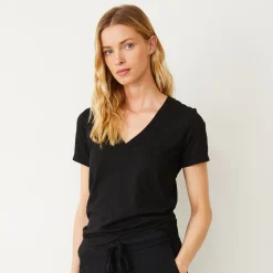 Tees*MONROW Basic V Neck Tee BLACK