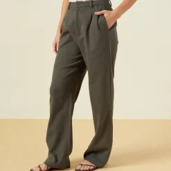 Pants*MONROW Bonded Thermal Pleated Pants KALEGREEN
