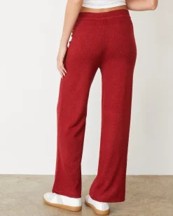 Travel Essentials|Pants*MONROW Boucle Knit Crop Straight Leg Pant MAROON