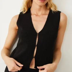 Tanks*MONROW Boucle Knit Vest BLACK
