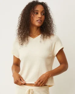 Tees*MONROW Boucle Knit V-neck CREAM