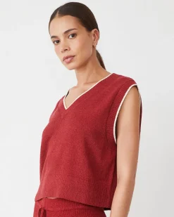 Travel Essentials|Sweaters*MONROW Boucle Knit V Neck Sweater Vest MAROON
