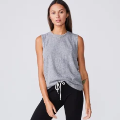 Tanks*MONROW Boyfriend Muscle Tank GRANITE