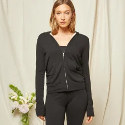 Zip-Up Hoodies*MONROW Bridal Supersoft Zip Up Hoody BLACK