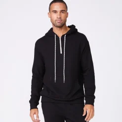 Mens Sale|Men's Sale*MONROW Bungee Cord Quarter Zip Hoody BLACK