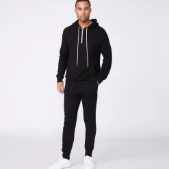 Mens Sale|Men's Sale*MONROW Bungee Cord Quarter Zip Hoody BLACK