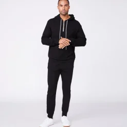 Mens Sale|Men's Sale*MONROW Bungee Cord Quarter Zip Hoody BLACK