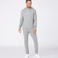 Men's Tops|Mens Sale*MONROW Bungee Cord Quarter Zip Hoody GUNMETAL