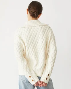 Sweaters*MONROW Cable Knit Polo Sweater IVORY