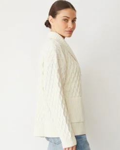 Sweaters*MONROW Cable Knit Zip Cardigan IVORY