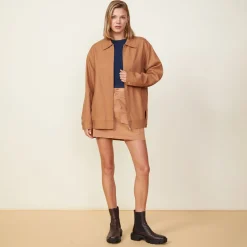 Jackets*MONROW Canvas Oversized Moto Jacket HAZELNUT