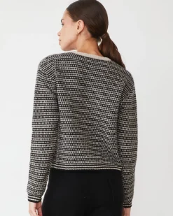 Travel Essentials|Jackets*MONROW Cashmere Cardigan CHALK/BLACKSTRIPE