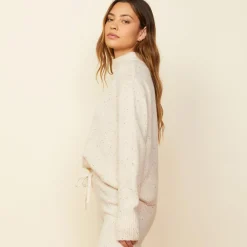 Sweatshirts*MONROW Cashmere Neps Mock Neck Sweatshirt CREAM