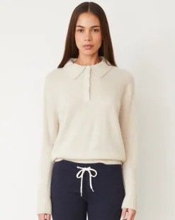 Travel Essentials|Long Sleeve*MONROW Cashmere Polo Sweater IVORY