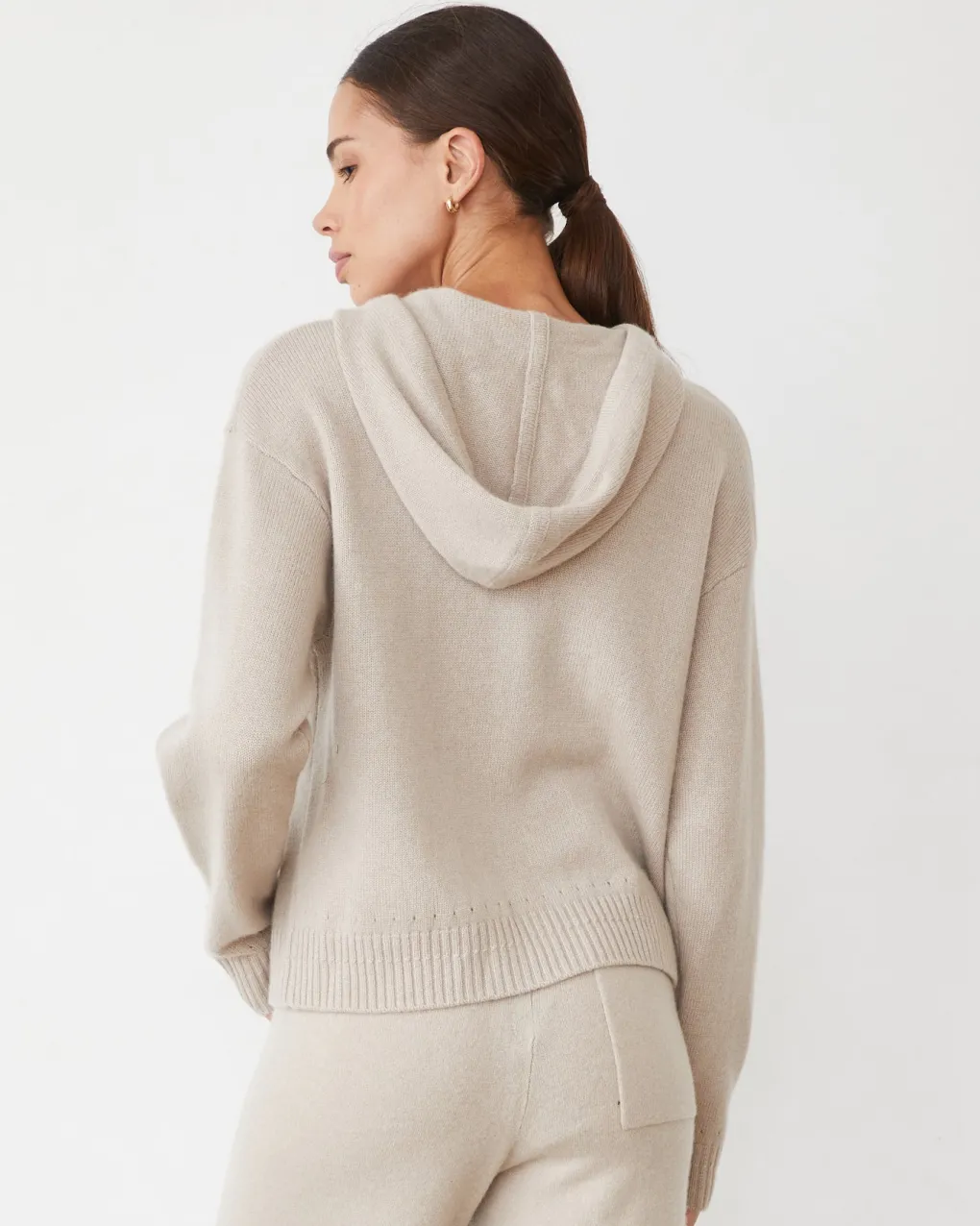 Travel Essentials|Sets*MONROW Cashmere Zip Up Hoody CHALK