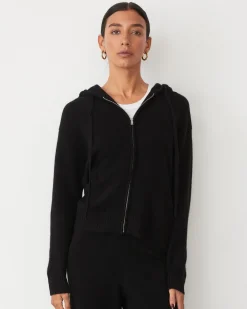Travel Essentials|Sets*MONROW Cashmere Zip Up Hoody BLACK