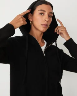 Travel Essentials|Sets*MONROW Cashmere Zip Up Hoody BLACK