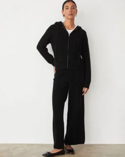Travel Essentials|Sets*MONROW Cashmere Zip Up Hoody BLACK