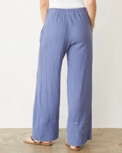 Pants*MONROW Cotton Gauze Wide Leg Pant MEDIUMBLUE
