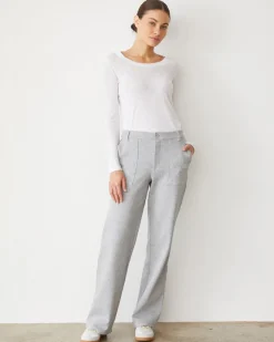 Pants*MONROW Cotton Knit Patch Pocket Pant WHITEHEATHER