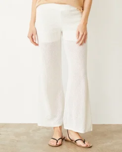 Pants*MONROW Cotton Mesh Wide Leg Pant IVORY
