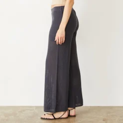 Pants*MONROW Cotton Mesh Wide Leg Pant FADEDBLACK