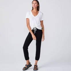 Tees*MONROW Cotton Modal Relaxed V Neck Tee - Color WHITE