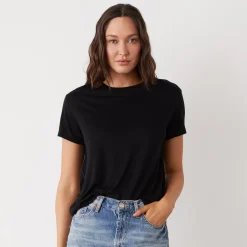 Tees*MONROW Cotton Modal Vintage Crew BLACK