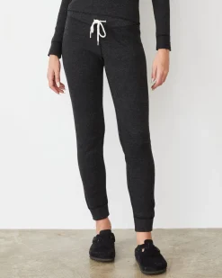 Sets|Sweats*MONROW Cozy Heather Thermal Cuff Sweat BLACK