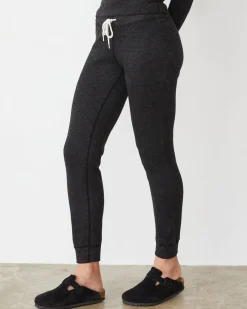 Sets|Sweats*MONROW Cozy Heather Thermal Cuff Sweat BLACK