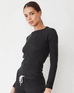 Long Sleeve*MONROW Cozy Heather Thermal Long Sleeve BLACK