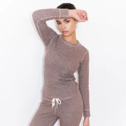Long Sleeve*MONROW Cozy Heather Thermal Long Sleeve PECAN