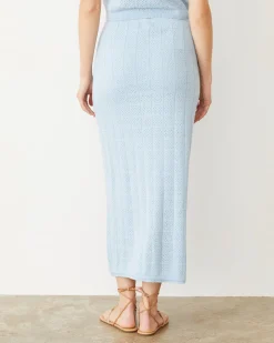 Skirts*MONROW Crochet Knit Midi Skirt SOFTBLUE