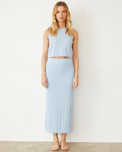 Tanks*MONROW Crochet Knit Tank SOFTBLUE