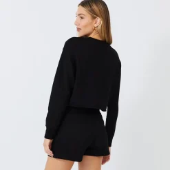 Sweatshirts*MONROW Cropped Boyfriend Sweatshirt BLACK