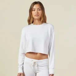 Sweatshirts*MONROW Cropped Boyfriend Sweatshirt WHITE