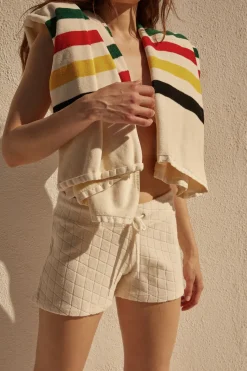 Terry|Shorts*MONROW Diamond Terry Cloth Vintage Short NATURAL