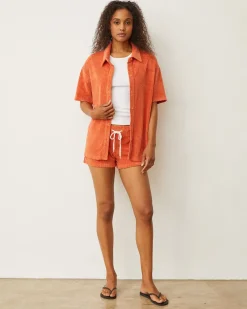 Terry|Shorts*MONROW Diamond Terry Cloth Vintage Short RUSTORANGE