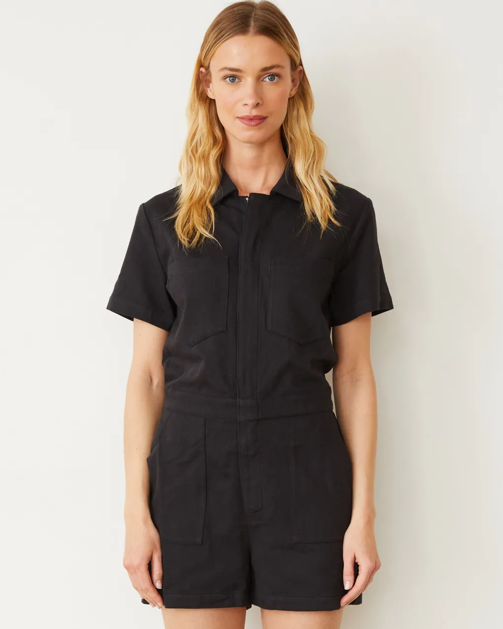 Rompers*MONROW Faded Black Soft Twill Romper