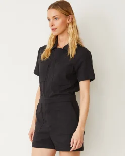 Rompers*MONROW Faded Black Soft Twill Romper