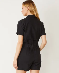 Rompers*MONROW Faded Black Soft Twill Romper